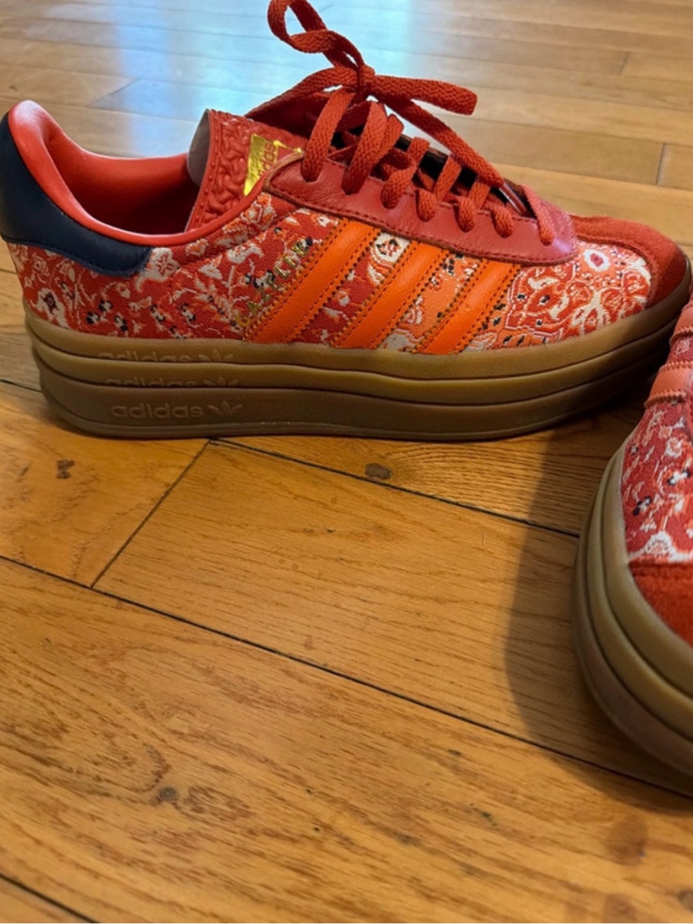 adidas womens Orange Red Paisley Platform Sneaker